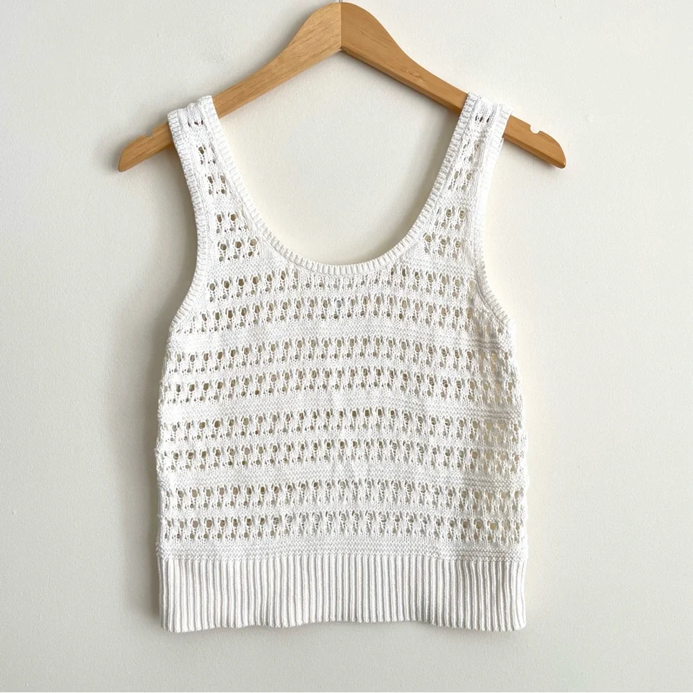 Old Navy Cotton Open-Knit Sweater Tank Top Cream - Picture 3 of 7